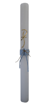 ŚWIECA DO CHRZTU ŚWIETEGO, ZDOBIONA W STYLU BOHO