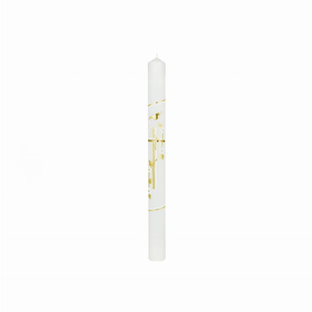 ŚWIECA CHRZCIELNA, RECZNIE ZDOBIONA + OKAPNIK+ PERSONALIZACJA