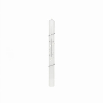 ŚWIECA CHRZCIELNA, RECZNIE ZDOBIONA + OKAPNIK+ PERSONALIZACJA