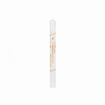 ŚWIECA CHRZCIELNA, RECZNIE ZDOBIONA + OKAPNIK+ PERSONALIZACJA