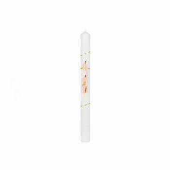 ŚWIECA CHRZCIELNA, RECZNIE ZDOBIONA + OKAPNIK+ PERSONALIZACJA