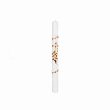 ŚWIECA CHRZCIELNA, RECZNIE ZDOBIONA + OKAPNIK+ PERSONALIZACJA