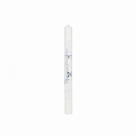 ŚWIECA CHRZCIELNA, RECZNIE ZDOBIONA + OKAPNIK+ PERSONALIZACJA