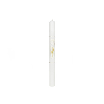 ŚWIECA CHRZCIELNA, RECZNIE ZDOBIONA + OKAPNIK+ PERSONALIZACJA   (1) (1)