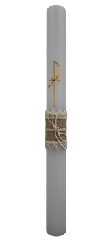 ŚWIECA DO KOMUNII ŚWIĘTEJ, ZDOBIONA W STYLU BOHO